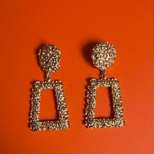 Gold Textured Drop Earrings